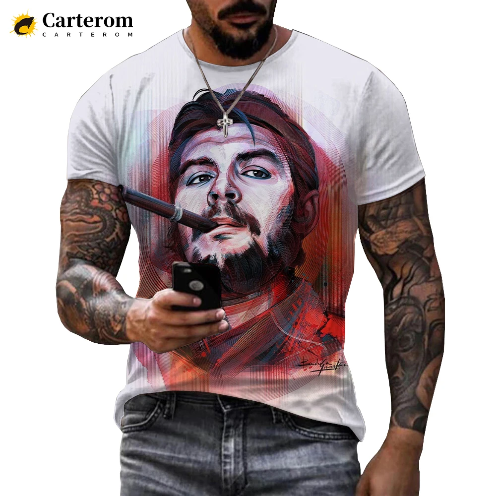 

Новинка 2022, Мужская модная футболка с 3D-принтом известного героя Че Гевара, летняя модная повседневная футболка большого размера унисекс