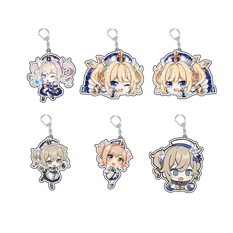 Милые Акриловые Аниме брелки для ключей Genshin аниме кольцо фигурка этера альбедо