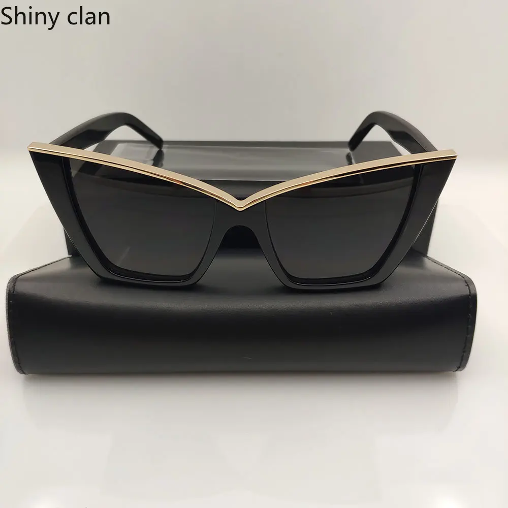 

2023 Metal Eyebrow Acetate Sunglasses Women Trendy Irregular Fancy Vintage Silver Retro Black Brand Designer for Female UV400