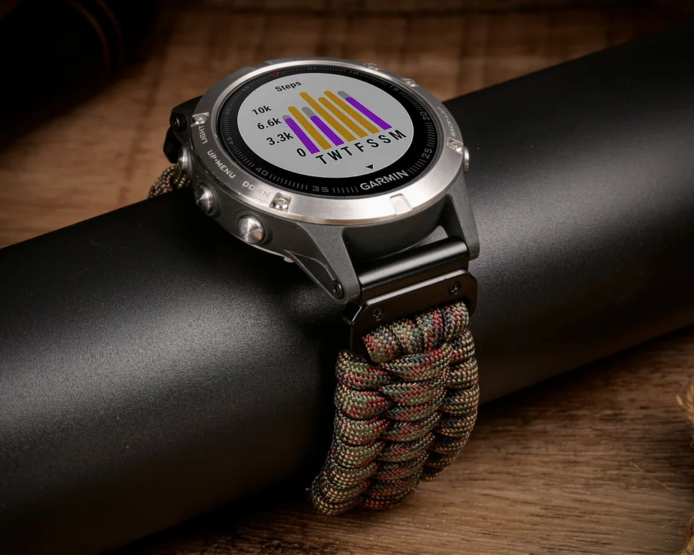 Ремешок для часов HEMSUT для Garmin Quickfit 2226 мм, нейлоновая оплетка, 550 парашютных шнуров, ремешки для запястий, совместимость с Tactix Marq Instinct (art.: 3920da5e526d0) - 3920da5e526d0