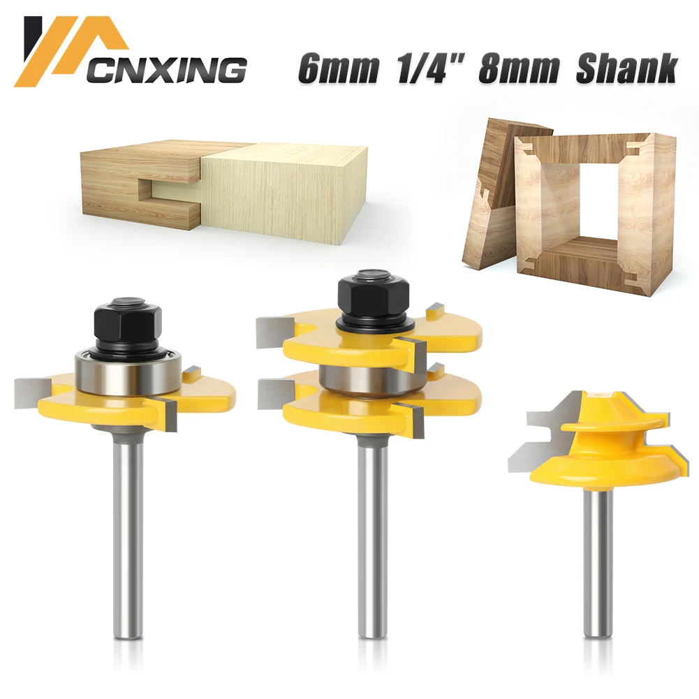 Набор концевых фрез комплект из 3 насадок 6 мм/1/4 дюйма/8 мм с хвостовиком 45