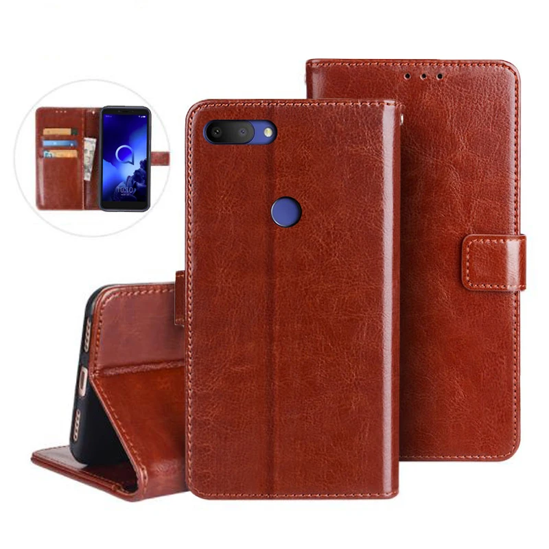 

For Alcatel 1S 5024D 2019 Flip PU Leather Card Holder Stand Cover For Alcatel 1S 5024D Case Telefon Protector Wallet Coque Bag