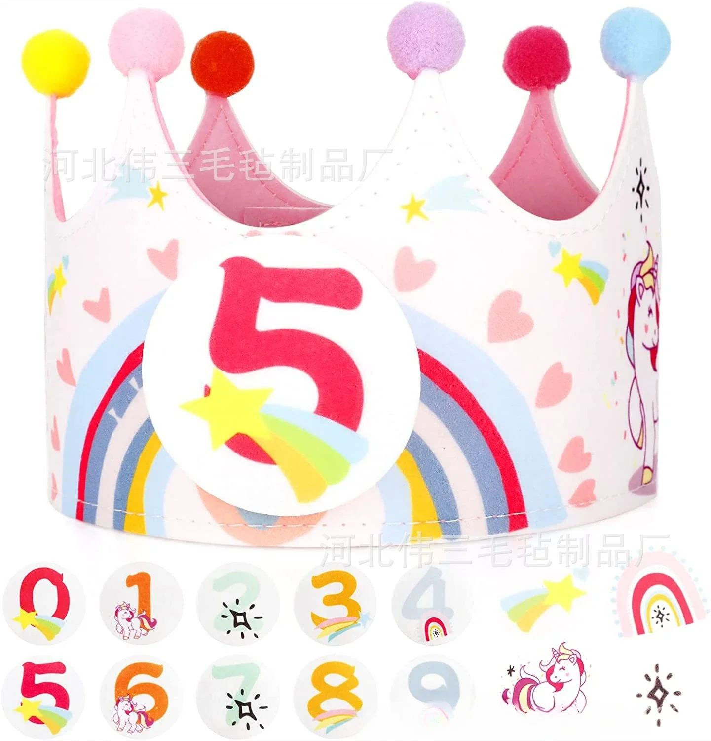 Украшения для вечеринок Радужный единорог фетровая удобная детская шапка на