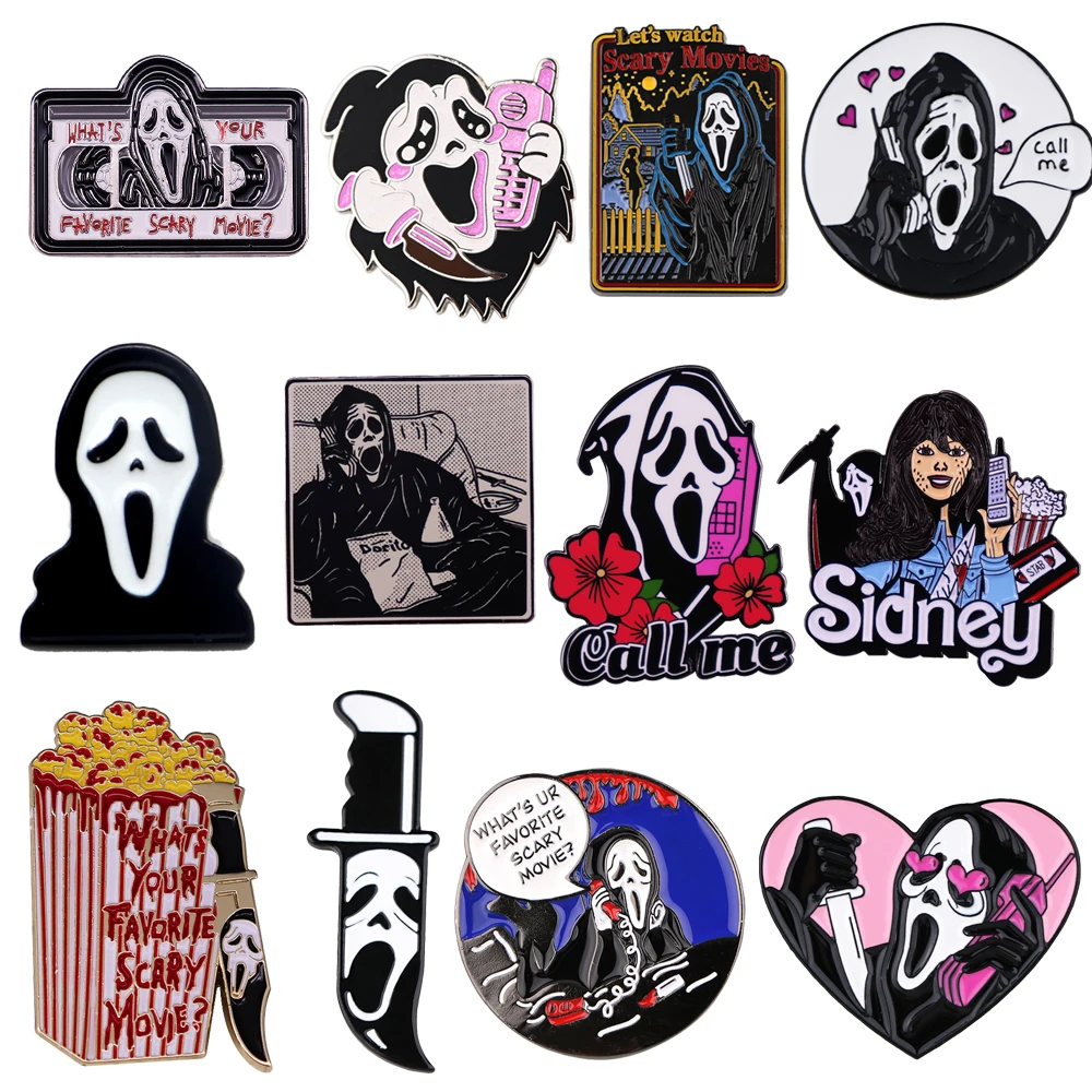 

Halloween Horror Scream Enamelled Brooches Terror Movie Pins Clothes Backpack Lapel Badges Fashion Jewelry Accessories Gifts