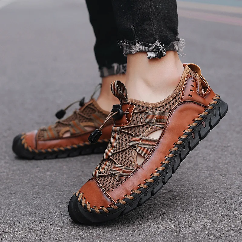 

Hot Sale Summer Men's Sandals Outdoor Non-slip Men's Beach Sandals Handmade Genuine Leather Men's Shoes Fashion Men Sneakers