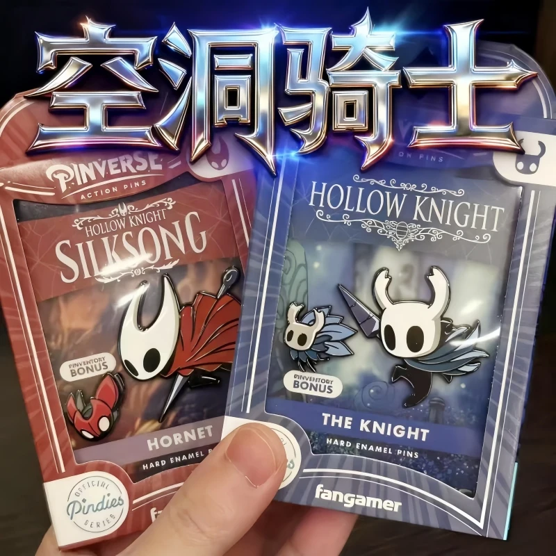Фото Металлический значок Hollow Knight, брошь Silksong Hornet/The Knight, твердая эмаль, булавки с персонажами аниме, коллекция подарков №1