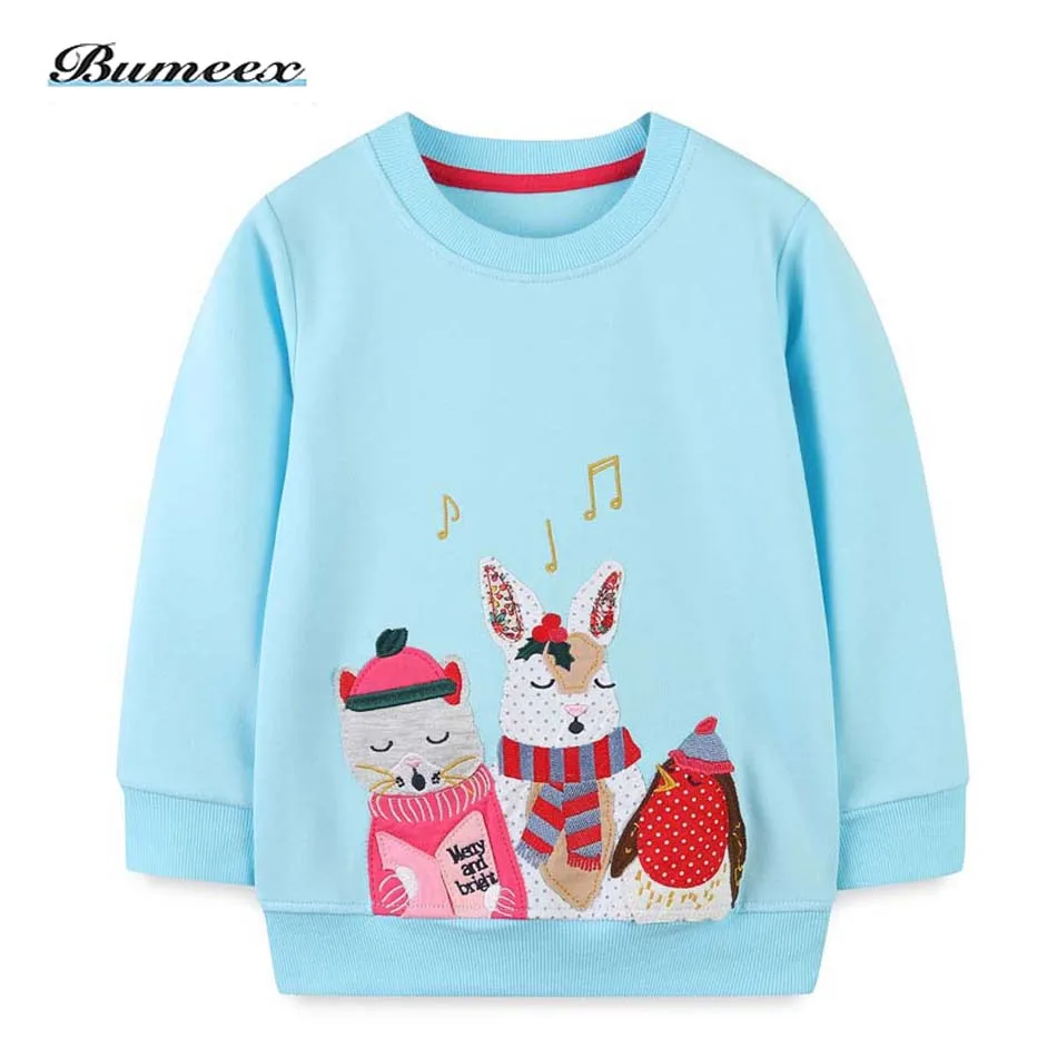 

Girls Sweatshirts Fall Winter Kids Pink Light Blue Cat Print Fashion Sweatshirts Girls O Neck Pullovers Kids 2 3 4 5 6 7 Years