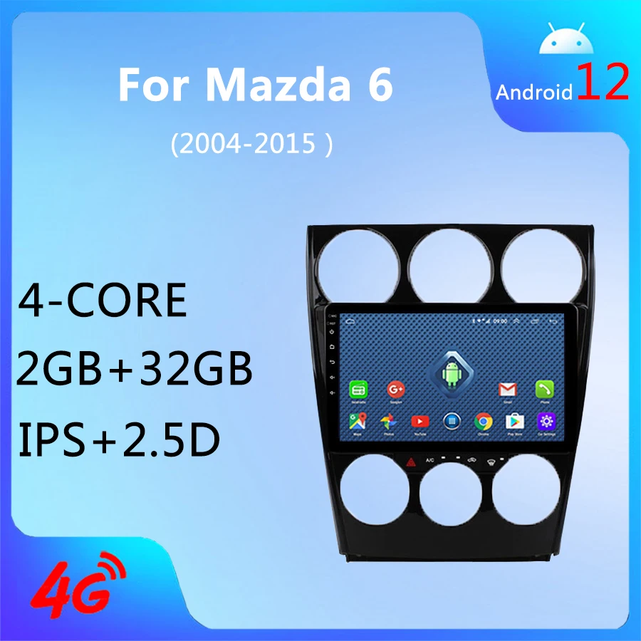

Wanqi 4 ядра 2 + 32 Гб 4G Lte все Netcom Android 12.0 GPS навигация автомобильный Радио медиаплеер для Mazda 6 2004-2015