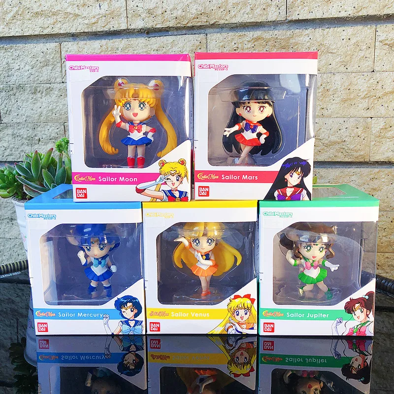 

Bandai Sailor Moon Figure CHIBI MASTERS Mercury Mars Jupiter Anime Figure Genuine Model Action Toy Figure Toys for Children