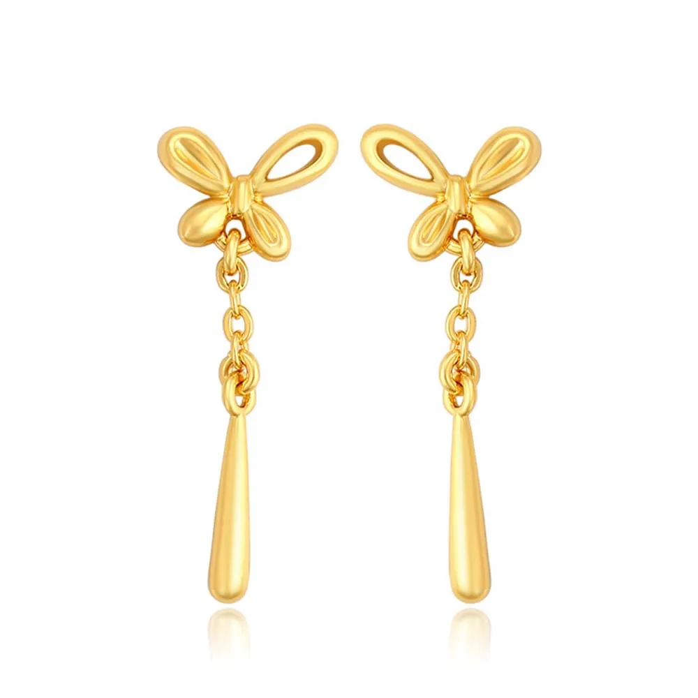 

Electroplating 24k Gold Plating Tassel Butterfly Stud Earrings Summer Ladies Fashion Temperament Small Jewelry