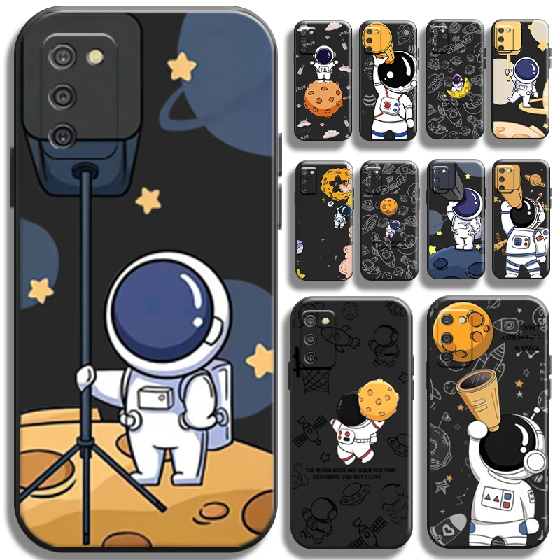 

Funny Astronaut Telescope Phone Case For Samsung Galaxy A03 A03S TPU Soft Full Protection Shell Shockproof Cases Back Cover