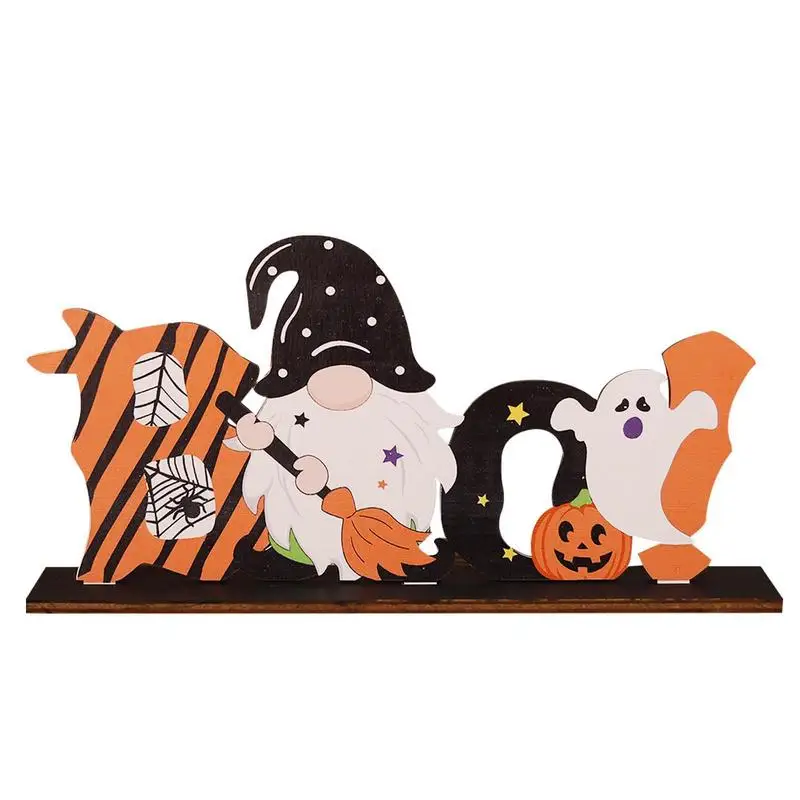 

Halloween Wooden Table Signs Faceless Old Man Ghost Pumpkin Letter Sign Happy Halloween Spooky Tabletop Decorations For Home