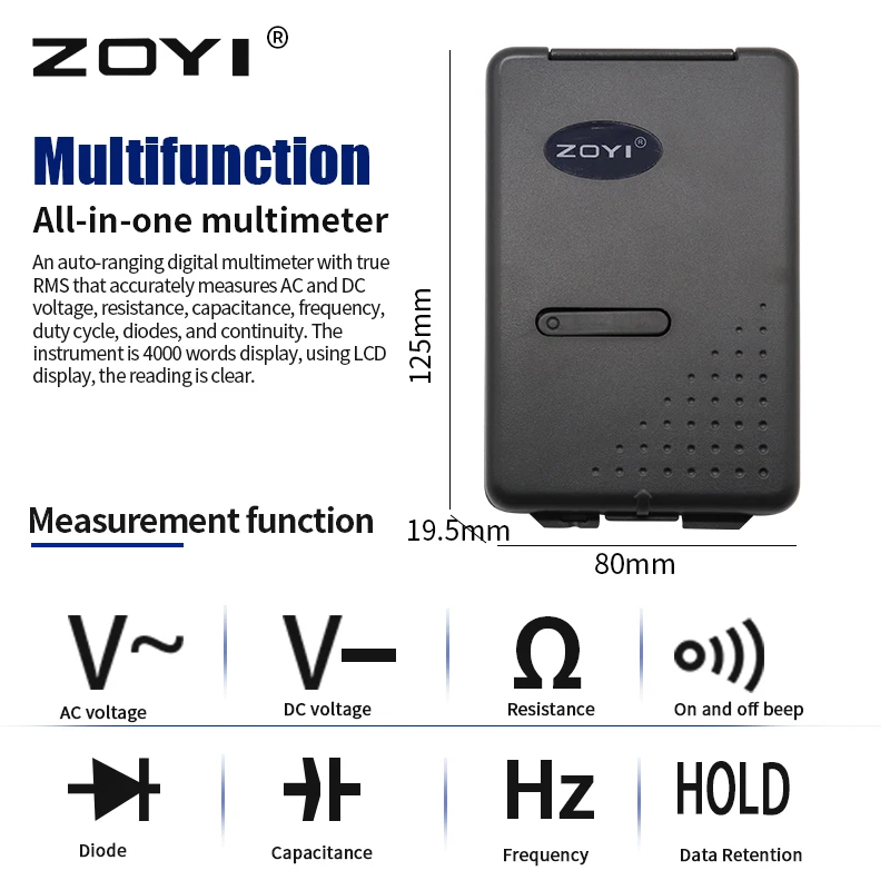 

Handheld Pocket tester Digital Multimeter ZOYI VC921 3 3/4 Personal Mini Digital Multimeter capacitance resistance frequency