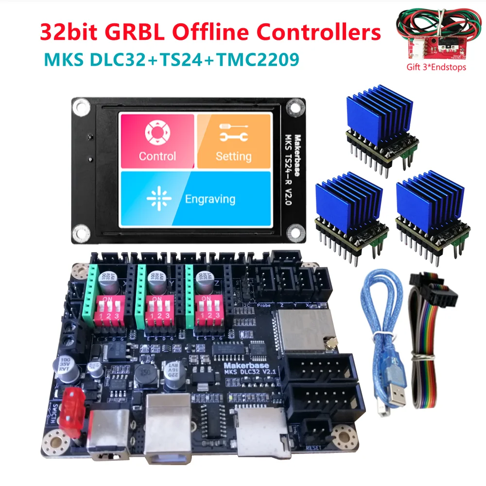 MKS DLC32 V2.1 TS24 display 32 bit GRBL CNC board offline controller 3018 PRO MAX upgrade kit for CNC Router Spindle machine