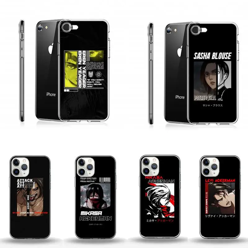 

Attack on Titan Japan anime Phone Case Transparent soft For iphone 12 11 13 7 8 6 s plus x xs xr pro max mini