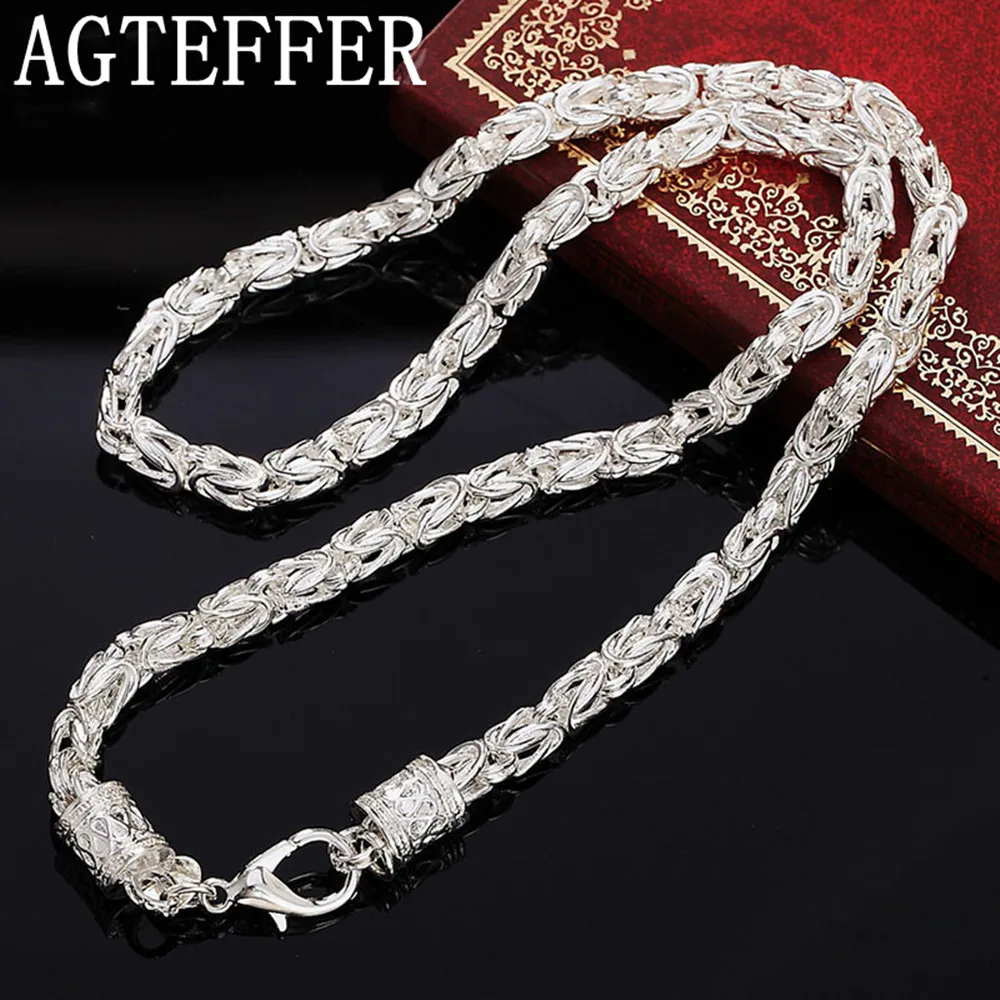 

AGTEFFER 925 Sterling Silver 20 Inch 5mm Faucet Chain Necklace For Women Man Fashion Wedding Engagement Party Charm Jewelry