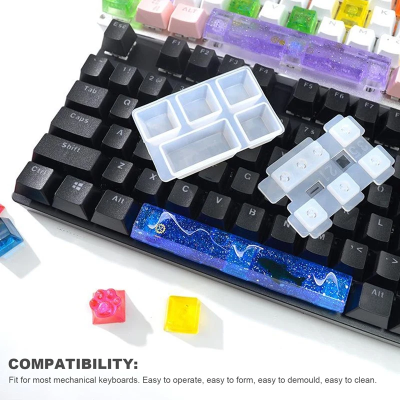 

Keycap Molds Silicone Kit,Handmade Crystal Resin Molds For Key Caps Of Gaming Keyboards Mechanical DIY With Key Puller