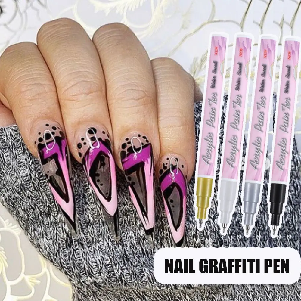 

1PC 4Colors DIY Nail Painting Waterproof Sketch Nail Art Graffiti Pen Abstract Lines Flower