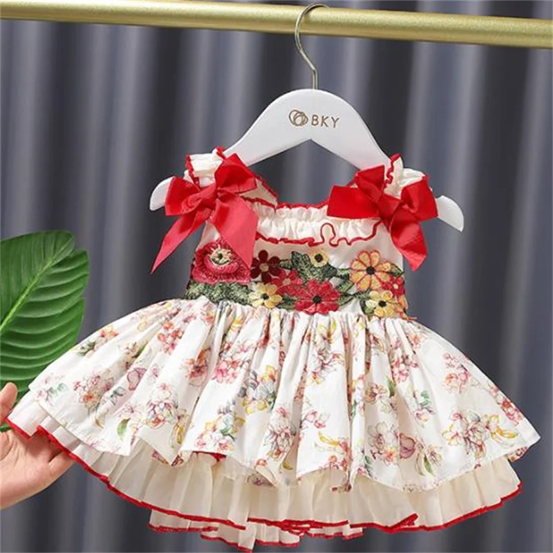 

Girls Floral Dress Dress Lolita Dress Summer Embroidery Cute Sling Dress
