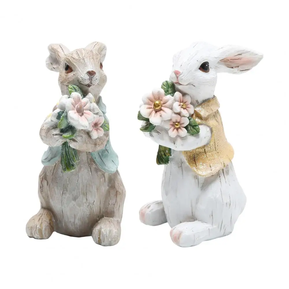 

Useful Lovely Vibrant Color Happy Easter Cute Bunny Figurine for Home Easter Bunny Ornament Easter Bunny Figurines