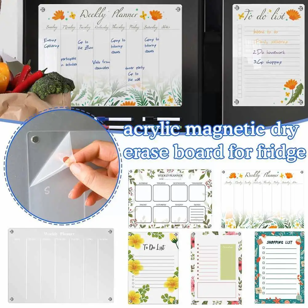 

Home School Office Clear Acrylic Magnetic Calendar Erasable Monthly Board Fridge Magnet Planner Schedule Daily Board Weekly D2E1