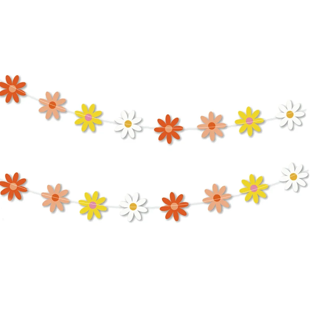 2 5 м Daisy Groovy Boho Party Banner Hanging Swirl хиппи товары для вечеринок украшения Дейзи бумажные