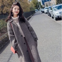 2021 winter casual high quality sweet plaid coat female chic houndstooth women warm plus office lady fashion woolen cotton coats