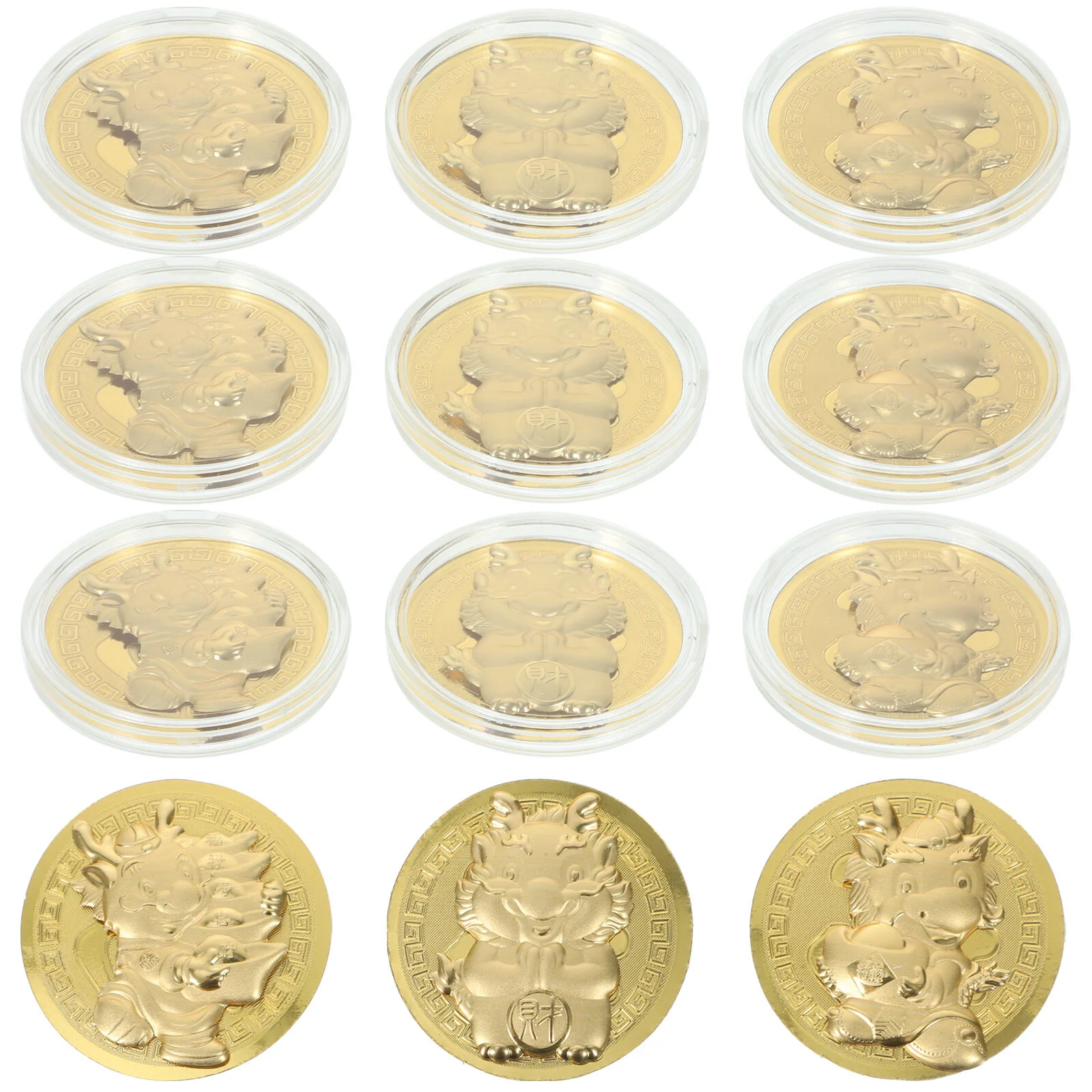 

Five Blessings 2024 Men's Gifts Golden Metal Chinese Gifts Zodiac Dragon