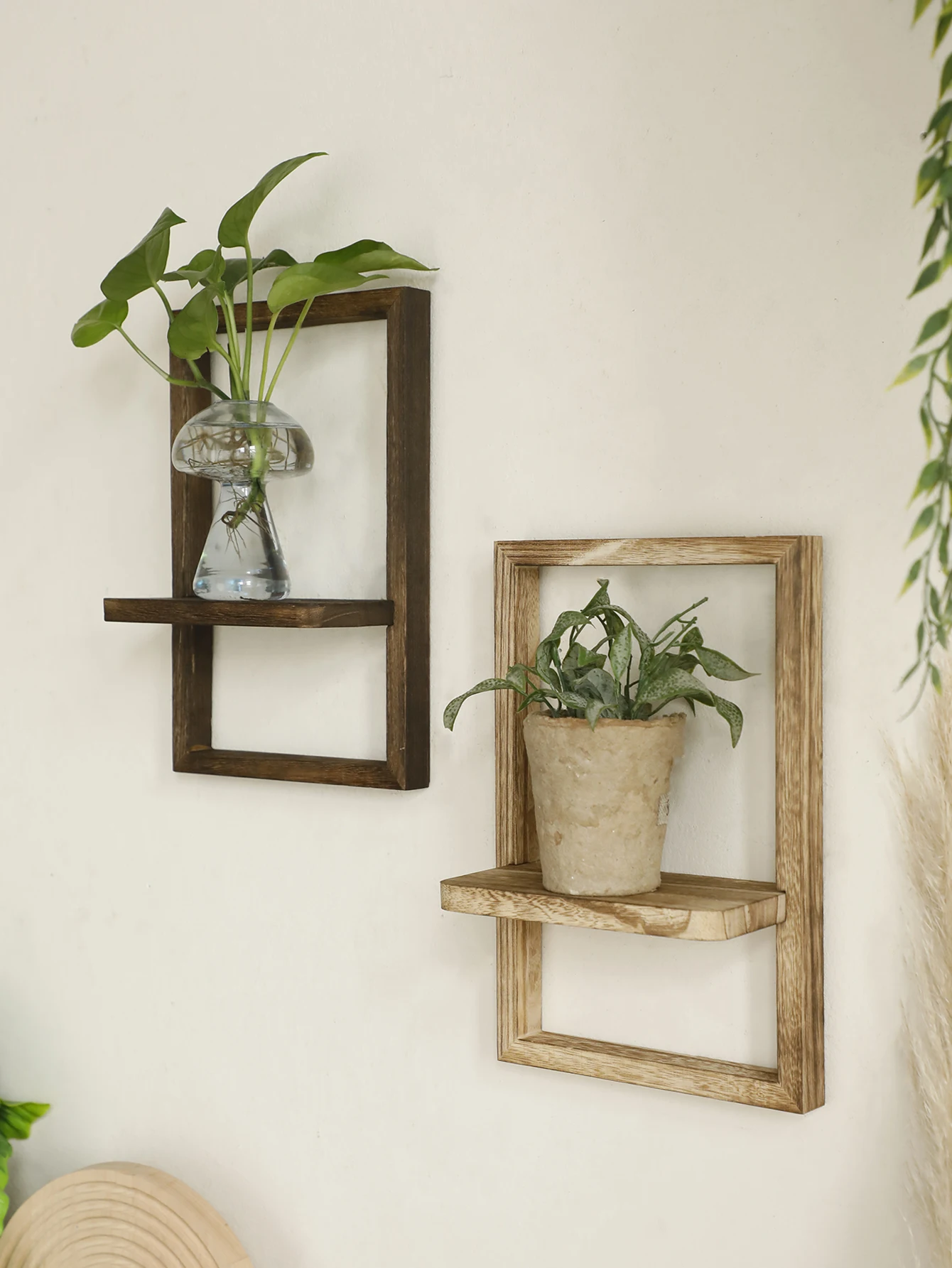 Деревянная полка-витрина плавающие полки деревянные в деревенском стиле