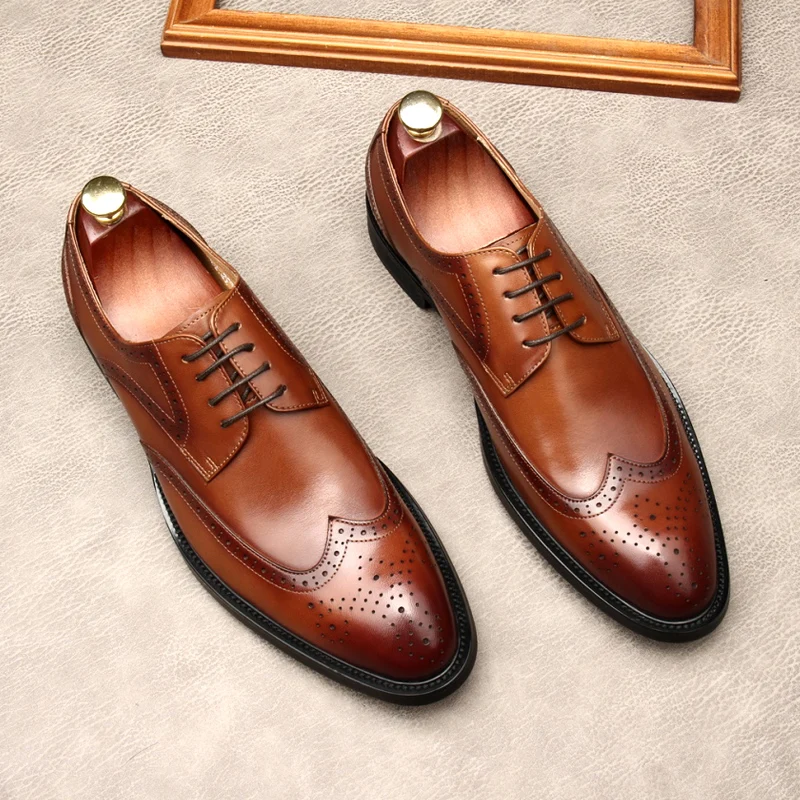 

Мужские классические туфли из натуральной кожи, на плоской подошве