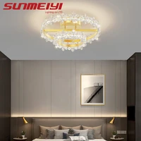 modern crystal flower ceiling lamp led light fixture for art home decoration living dining room bedroom with remote luminaria