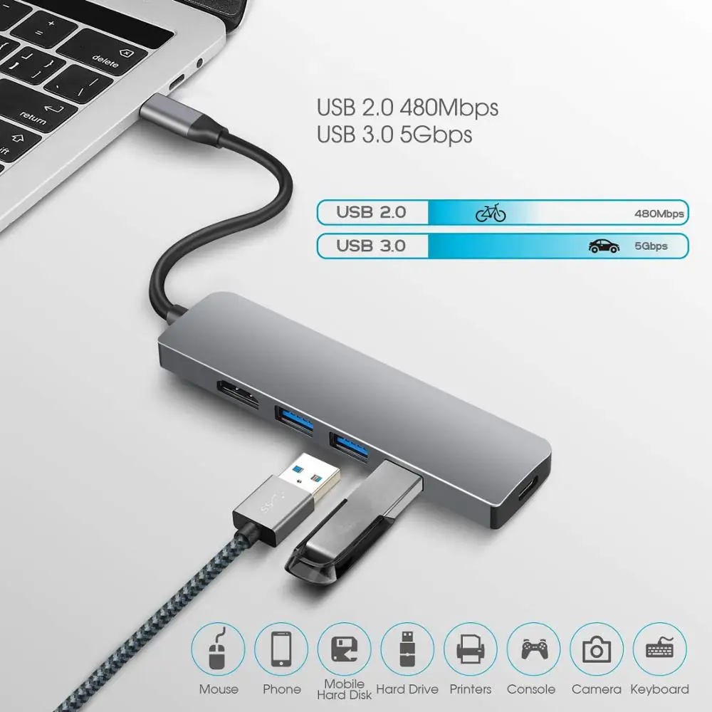 Адаптер для USB Type-C и 3 0 5 в 1 | Электроника