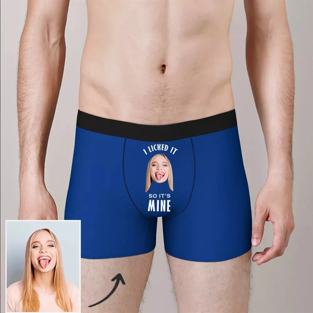 funny face men's shorts Custom photo boxers On Body for boyfriend Valentines Day husband briefs brithday unique underwears gift images - 2