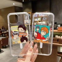 oya haikyuu anime phone case transparent magsafe magnetic magnet for iphone 13 12 11 pro max mini wireless charging