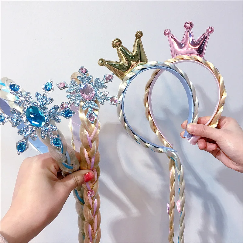 Ful Kids Girls Blonde Cosplay Weaving Braid Tangled Rapunzel Princess Headband Hair Accesorries Girl Wig Headwear