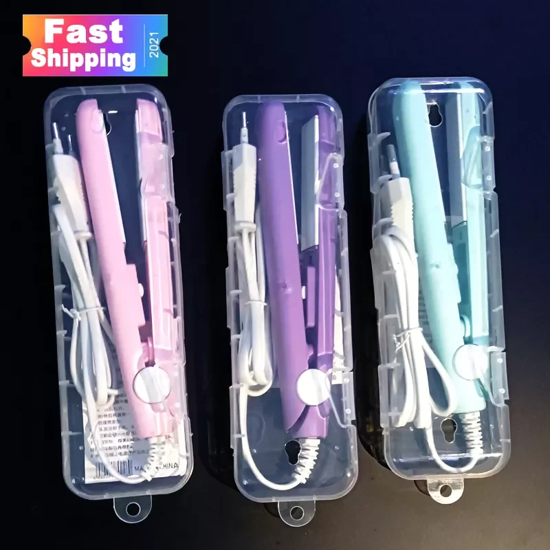 

3-in-1 Hair Iron Curling Hair Flat Iron Straightening Brush Hair Comb Mini Hair Straightener and Curling Iron Styling Tools