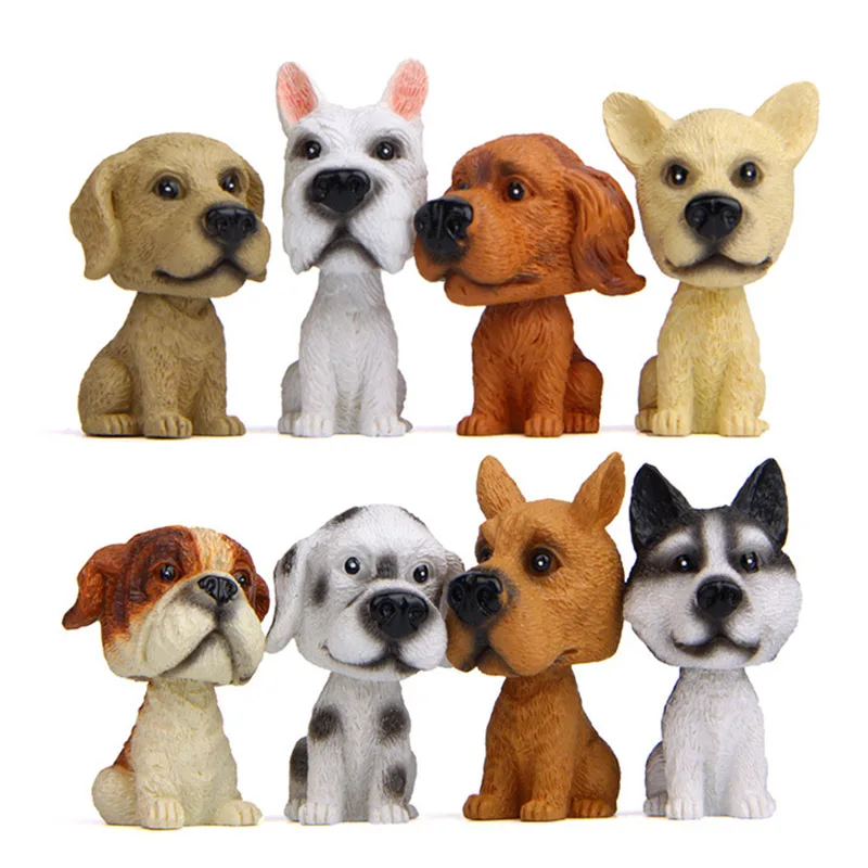 

Simulation Dogs Siberian Husky French Bulldog Golden Retriever Shaking Head Pet Action Figures Car Desktop Decoration Model Toys