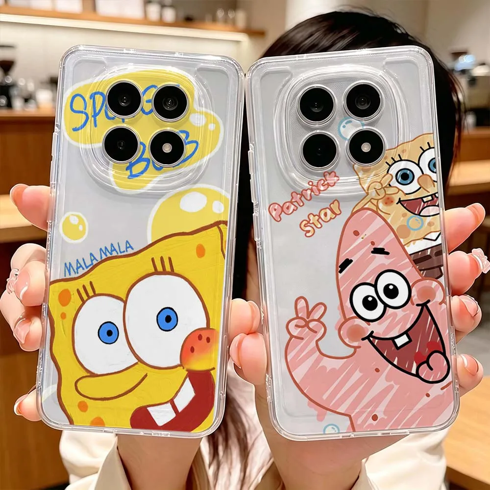 Фото Мультяшный милый чехол с Спанч Бобом для Xiaomi POCO X7 X6 X5 F7 F6 F5 F4 M8 M6 C85 C71 Pro, прозрачный защитный чехол для телефона. №2