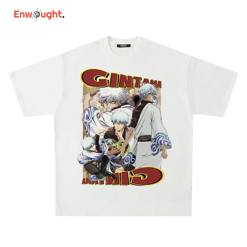 

Футболки с принтом аниме, Саката, гинтоки, повседневные футболки в стиле Харадзюку, Gintama, футболки большого размера с принтом манга, топы с коротким рукавом, футболки из 100% хлопка