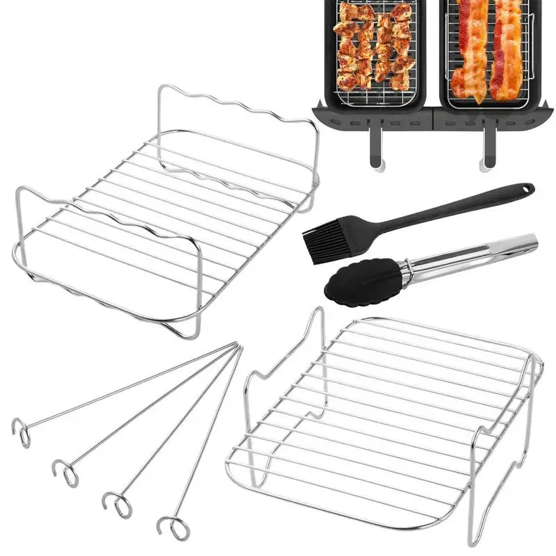 

Dual Toast Rack Multipurpose Double Layer Rack With Skewer Cooking Rack Fits Most Dual Double Two Basket S