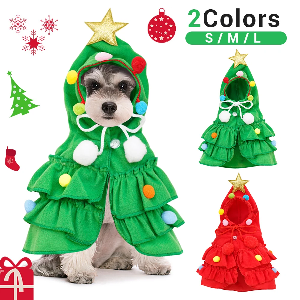 

Dogs Christmas Clothes Santa Christmas Tree Cosplay Funny Pet Clothing Cat Cape New Year Costume