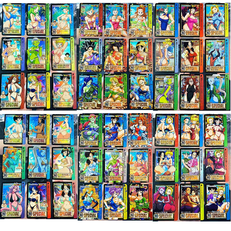 Traje de baño de Dragon Ball Z, 54 unids/set, Batalla de daños, Android 18, Chichi Bulma, Sexy, para chicas, juego coleccionable, cartas de colección de Anime