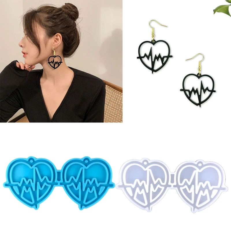 

N1HE Love Shape Pendant Combination Earrings Mold Christmas Pendant Silicone Mold Home Decoration Mold Suitable for Women