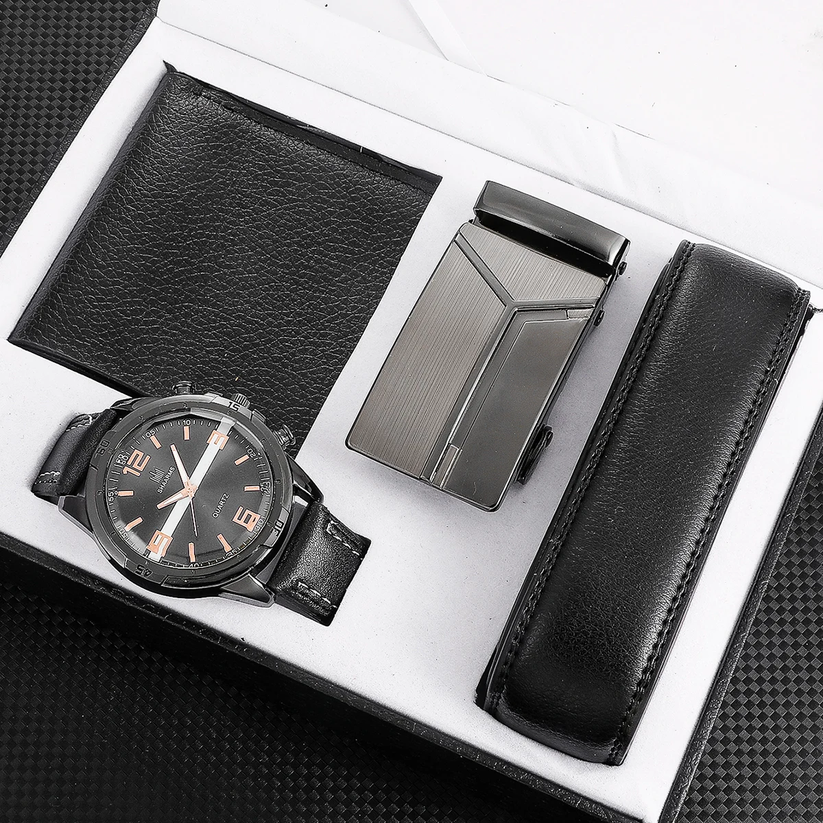 

Business Gift Men's Watch -Belt -Wallet Set Creative Gift Box Holiday Boyfriend Meeting Gift Father's Day Birthday Gift ML