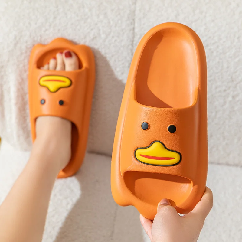 Women Sandals And Slippers Summer Cartoon Cute Yellow Duck Eva Soft Thick Soles Home Slippper Bathroom Non-slip Lovers