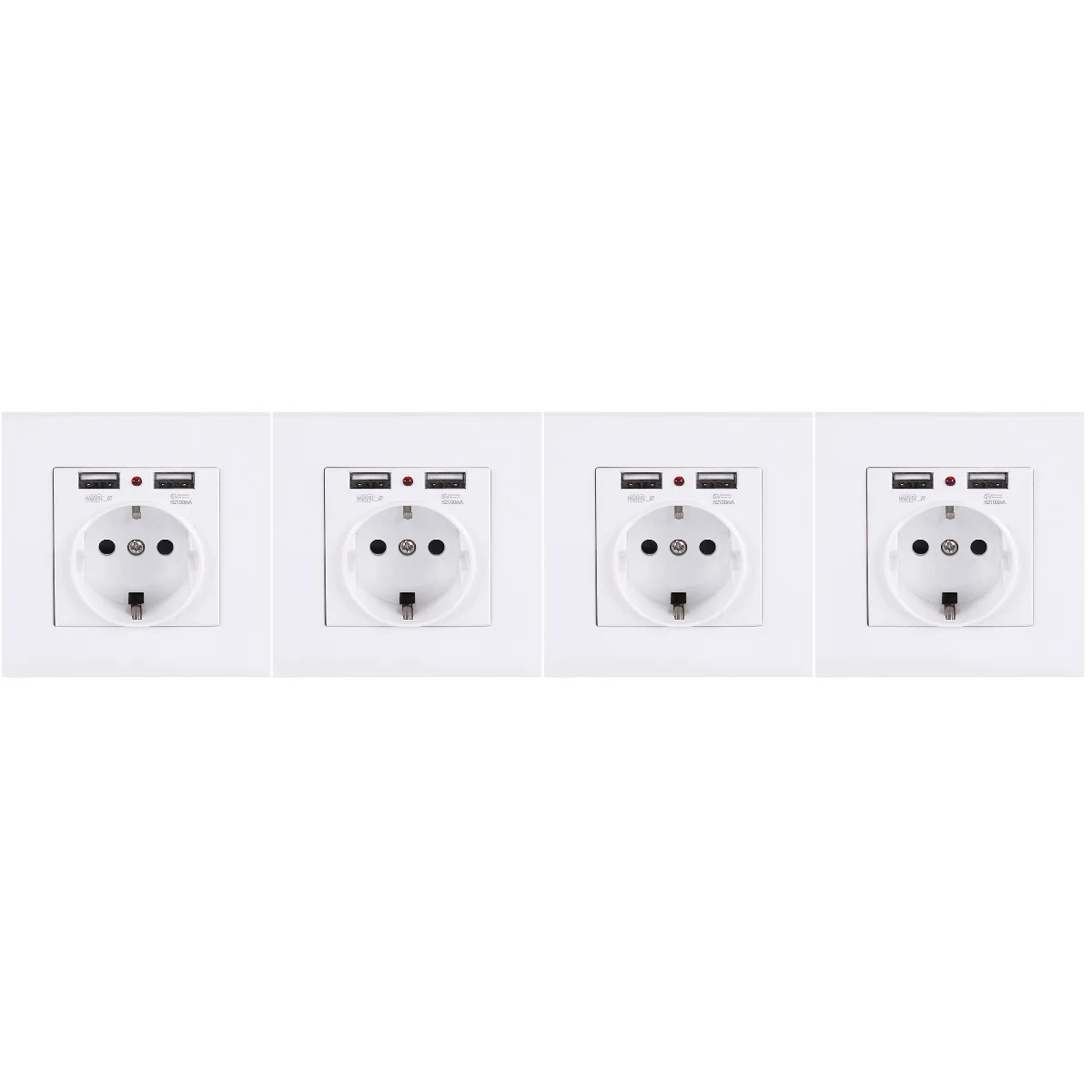 

4 PCS Face Plates Electrical Outlets Wall Double Socket Panel Fireproof European Style White