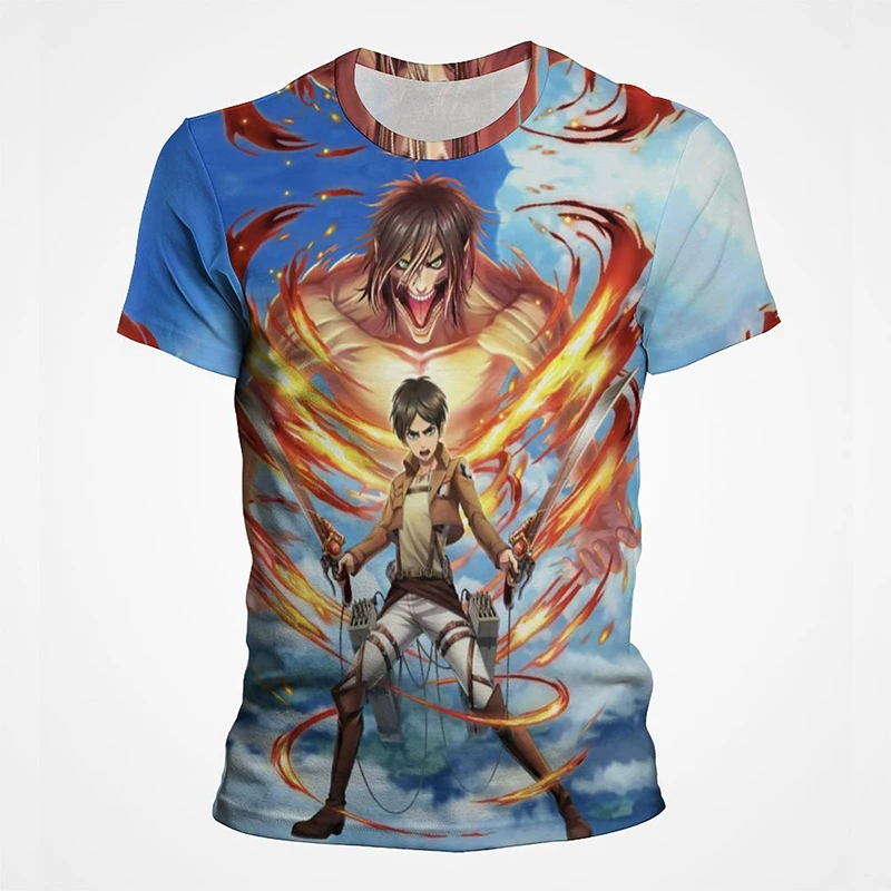 

Attack On Titan T Shirt Men Cartoon Anime Print Tee Fashion Short Sleeve 3D T-shirt Cool Boy Kids Summer Casual Streetwear Tops