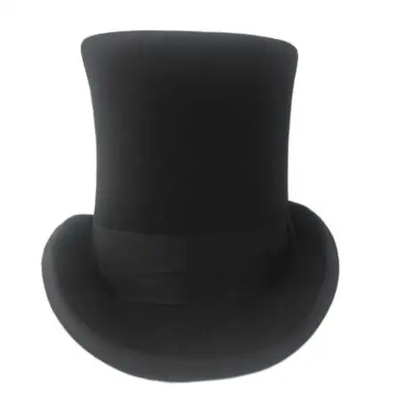 Wool Lincoln Hat Black Vintage Perform High Top President Cap Magician Men Winter 25cm