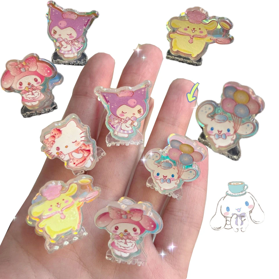 

Kawaii Sanrios Kuromi My Melody Cinnamonroll Cartoon Laser Glitter Women Girls Hair Crab Claw Hairpin Hair Accessories Gift
