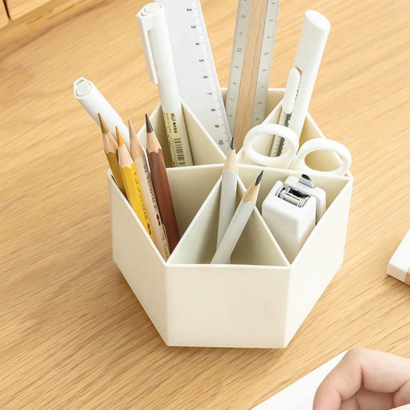 Desk Organizer Accessories Pen Holder Desktop Hexagon Pencil Pot Large Capacity Stationery 2022 Storage Box